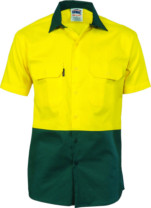 HiVis Two Tone Cotton Drill Shirt - Short Sleeve