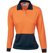 Ladies HiVis Two Tone Polo Shirt - Long Sleeve
