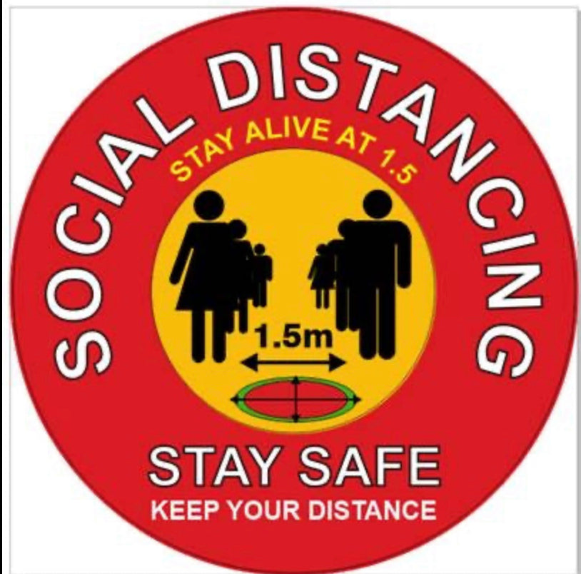 Floor Decal - Social Distancing - 300mm Adhesive - 4pkt